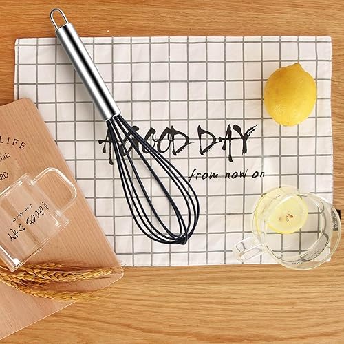 Miniatura 2 de Batidor de silicona resistente, de alta temperatura y fácil de limpiar, agitador, 10 pulgadas, diseño de buen agarre para mezclar, batir, batir,