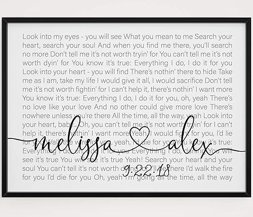 Miniatura 9 de Custom Anniversary Gift for Husband Song Lyrics Print, Wedding Song Lyric, First Dance Song Poster, Wall Art Decor, Valentines Day Gifts