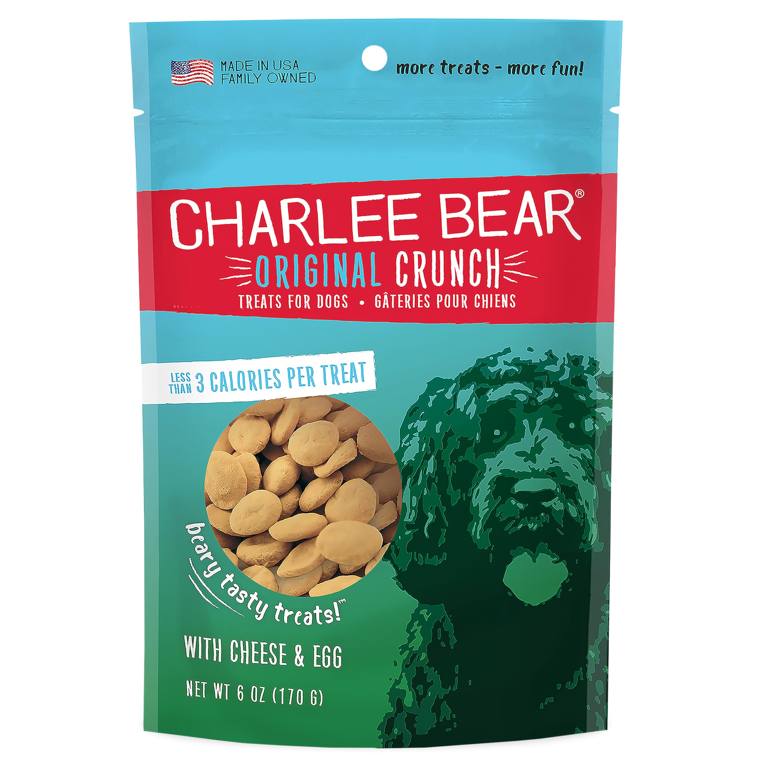 Charlee Bear Dog Treat, 6-Ounce, Cheese/Egg