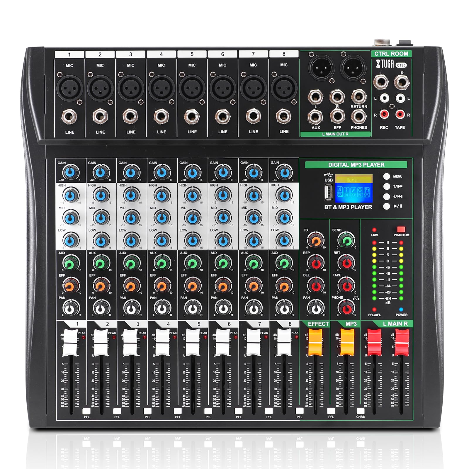 Amazon | XTUGA CT80 8チャンネルオーディオミキサーポータブルミニ