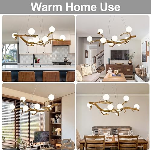 Miniatura 3 de Lámpara de techo moderna de 28.7 pulgadas, lámpara Sputnik de 8 luces, lámpara de resina de mediados de siglo sobre mesa, candelabros de altura