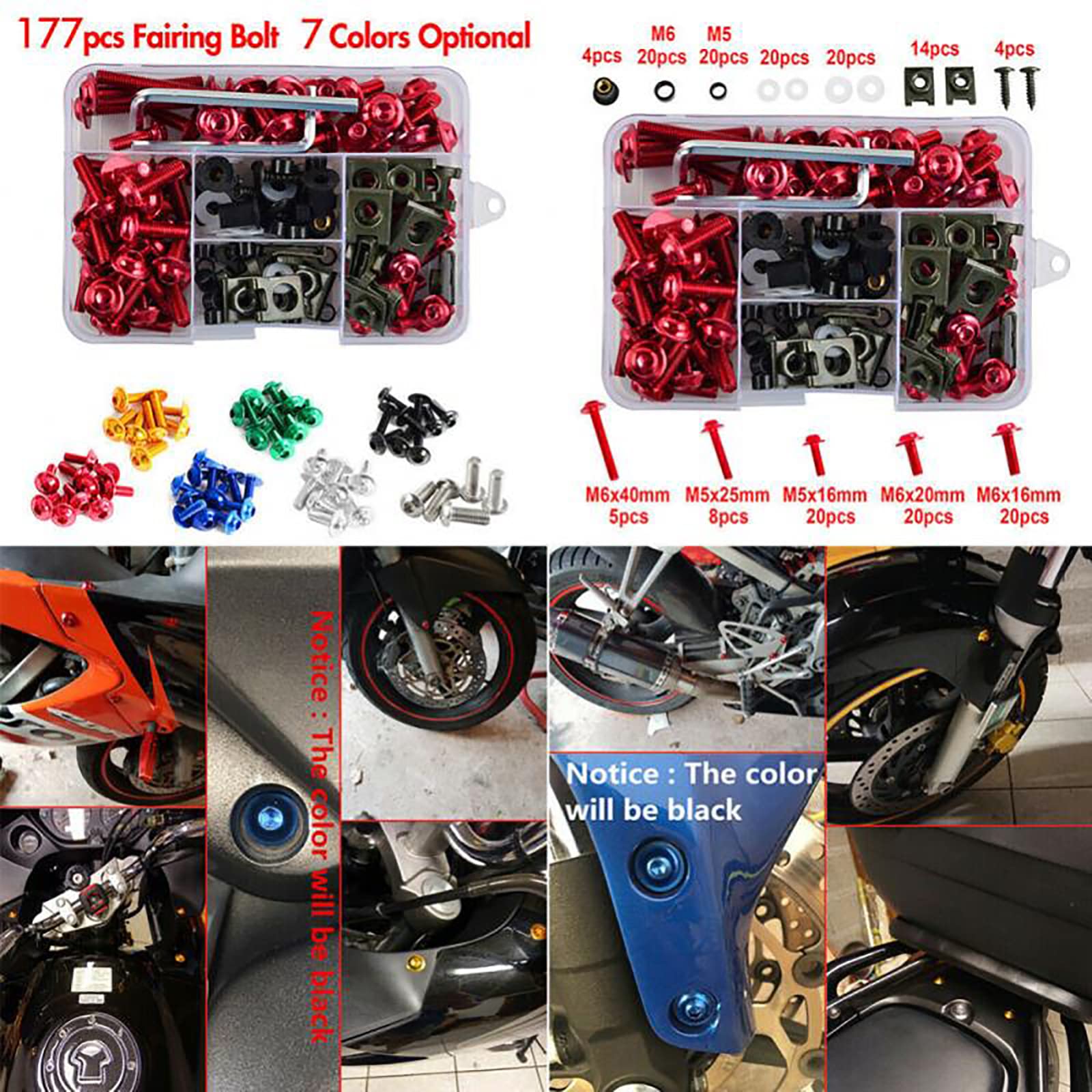 GSX-R Fairing Decal Kit – 2x 8" Logos + 2x 6.25" Emblems, Red/Black Chrome