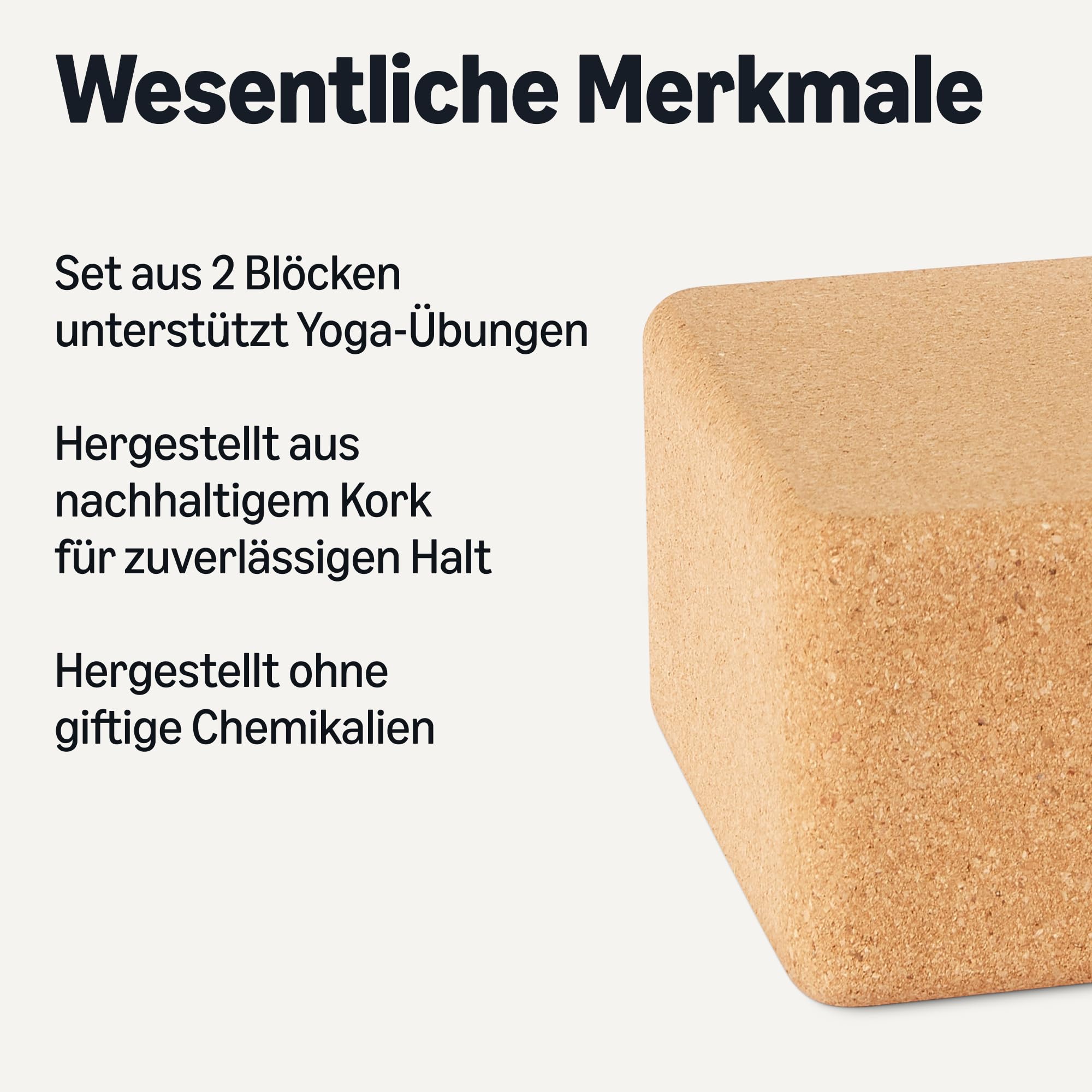 Amazon Basics Naturkork-Yogablock, 23 x 15 x 8 cm, 2er-Set