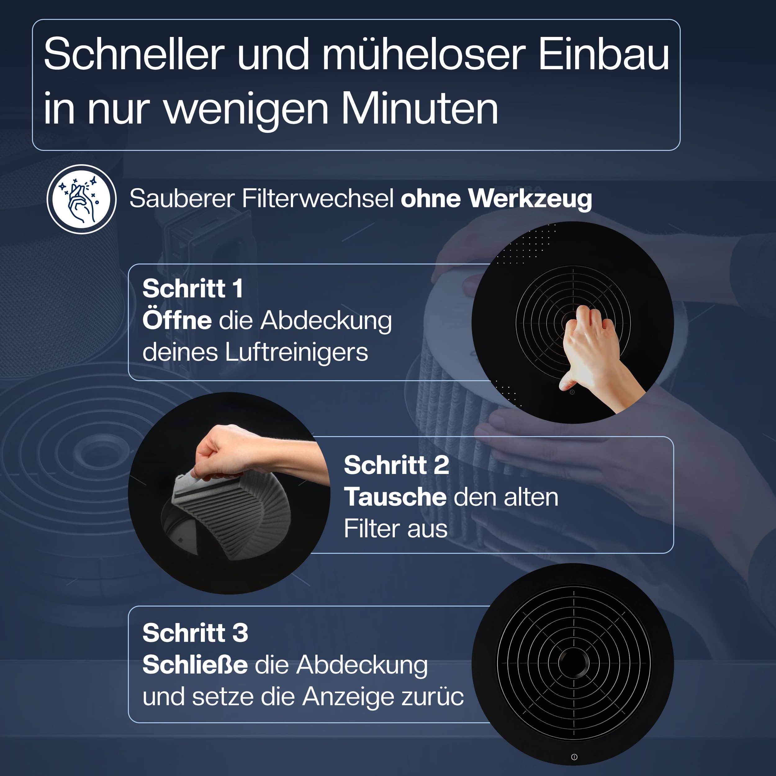 1 Aktivkohlefilter für Bora Pure [S,M,X - ersetzt PUAKF] Ersatzfilter für Umluftbetrieb gegen Gerüche, Fett & Schmutz