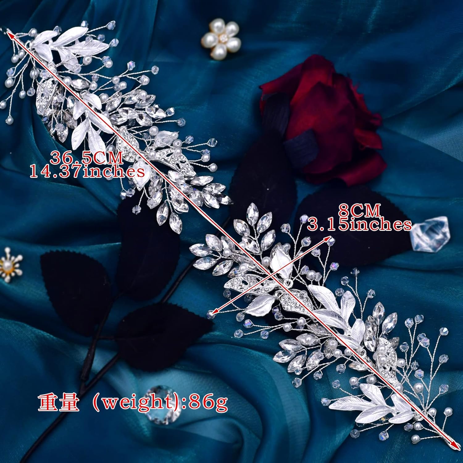 HONGMEI Bridal Headpiecees for Wedding Hair Accessories for Brides Rhinestone Wedding Headband for Women and Girls - Image 6