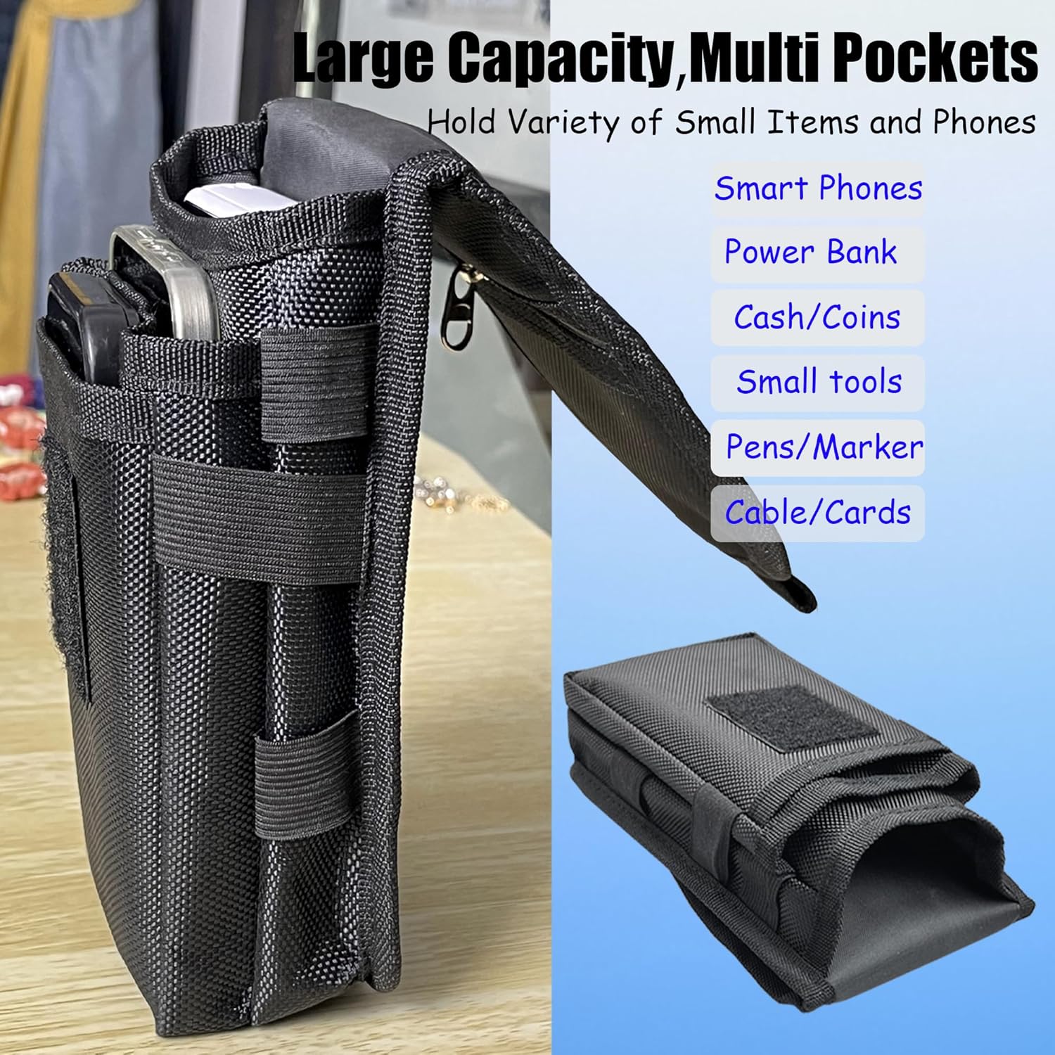 Dual Phone Holster with Belt Clip,Large Belt Smartphone Pouch for Men,Tactical Waist Cellphone Holder,Multi-Function Compatibility Mobilephone Case for Daily Use,Outdoor Activity,Hiking,Camping - Image 6
