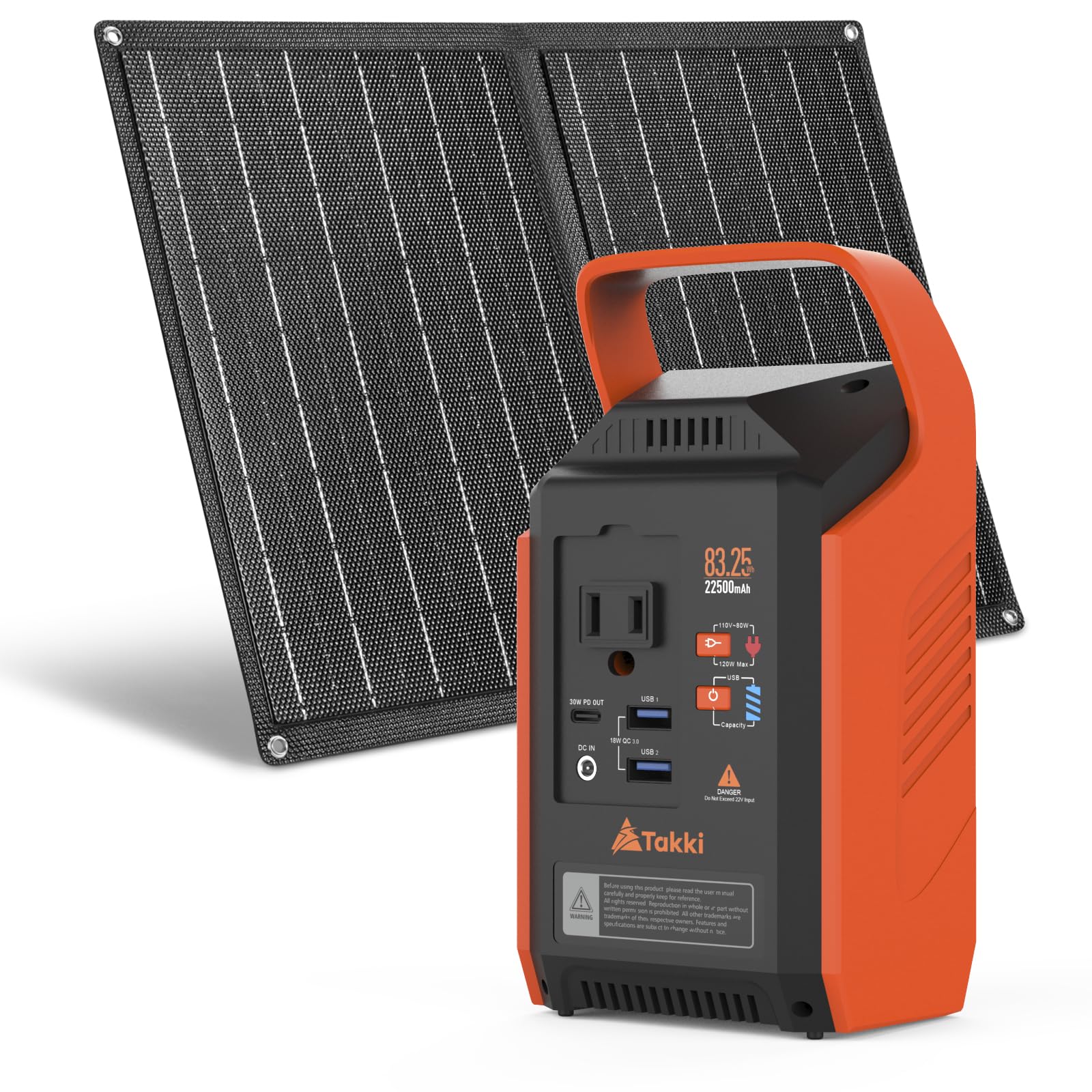 Takki83Wh Portable Power Station with 21W Solar Panel Included, Solar Generator for Camping
