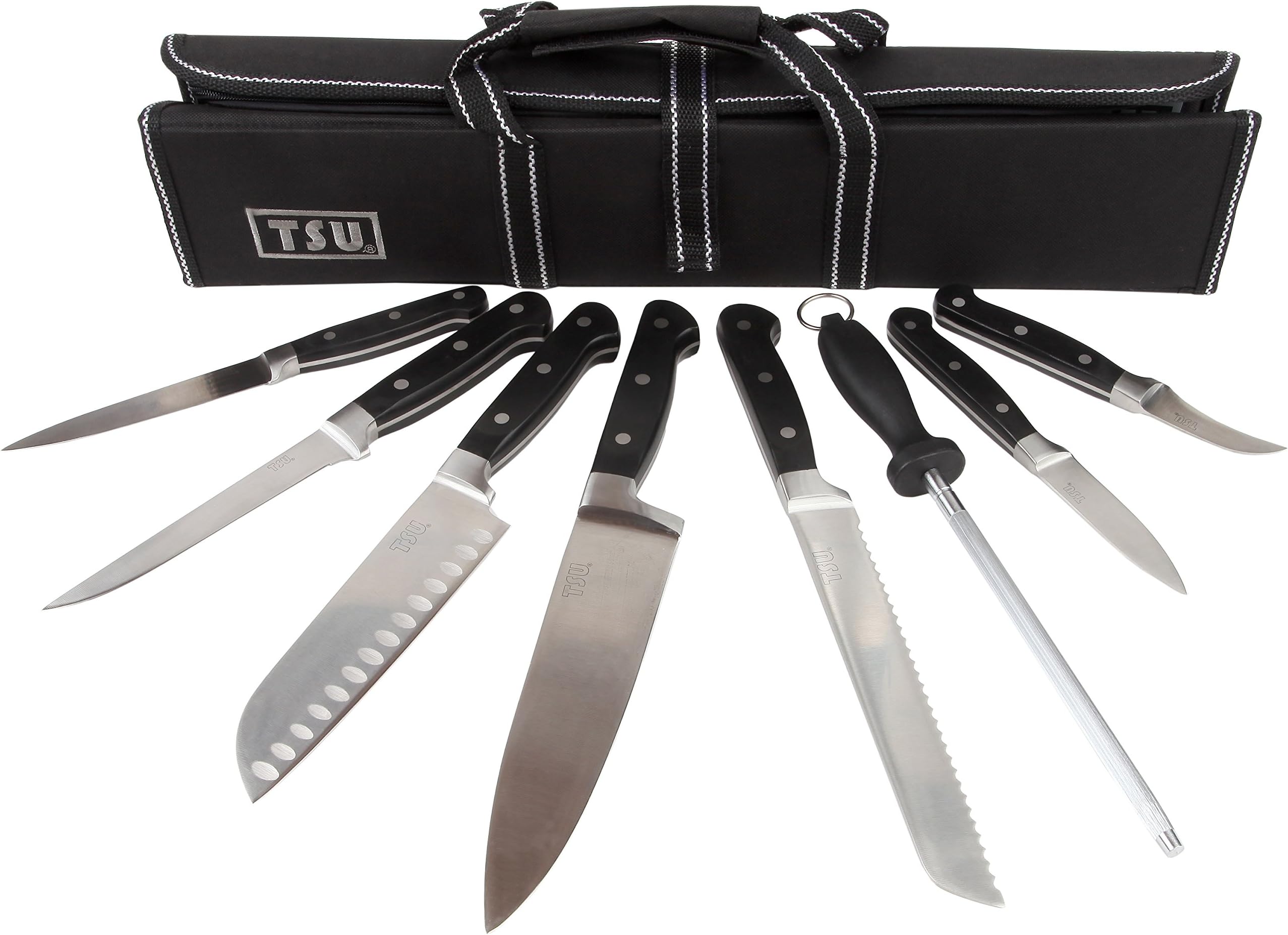 TSU 8-Piece Kitchen Knife Set with Deluxe Carrying Bag