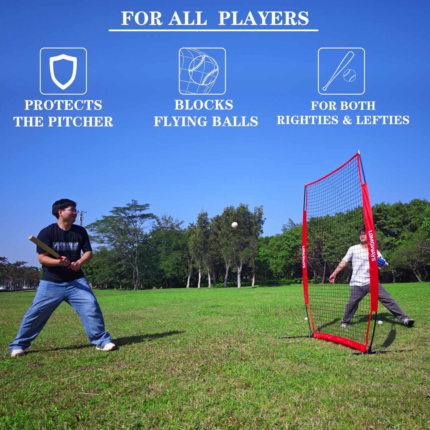 Filet de lancer de softball portable avec zone de frappe