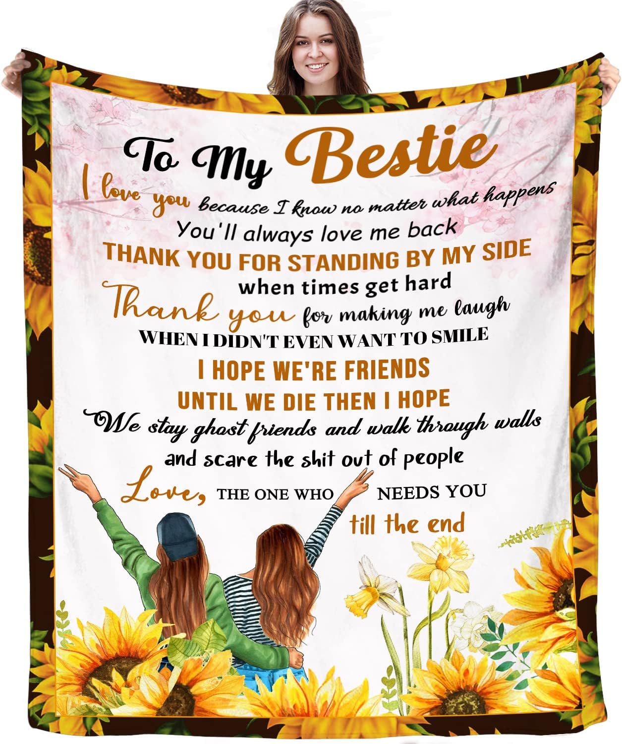 Bestie Gift Blanket for Women Super Soft Throw Blanket for Friends Girls BFF Sister for Sofa Bed Couch Friendship Gift for Birthday Anniversay 60''x50''