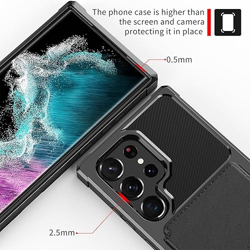 Miniatura 4 de Funda para Samsung Galaxy S23 Ultra con Portarjetas, Compatible con Soporte Magnético para Automóvil, Resistente a los Golpes de Servicio Pesado