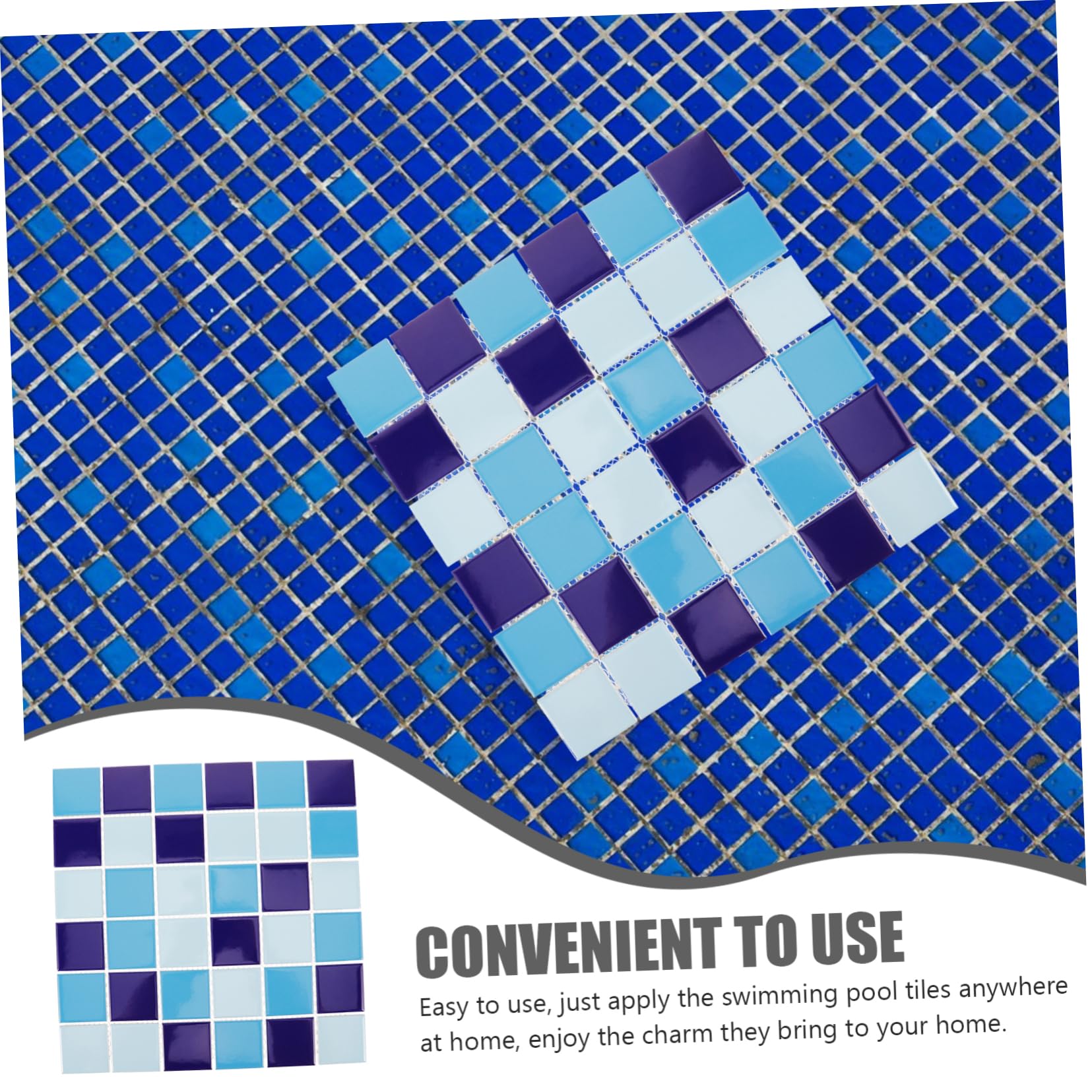 WOONEKY Baldosas De Cerámica Azul para Piscina Revestimiento Resistente y Decorativo Adhesivas para Suelos y Paredes Acabado Brillante Esmaltado para Decoración Interior y Exterior