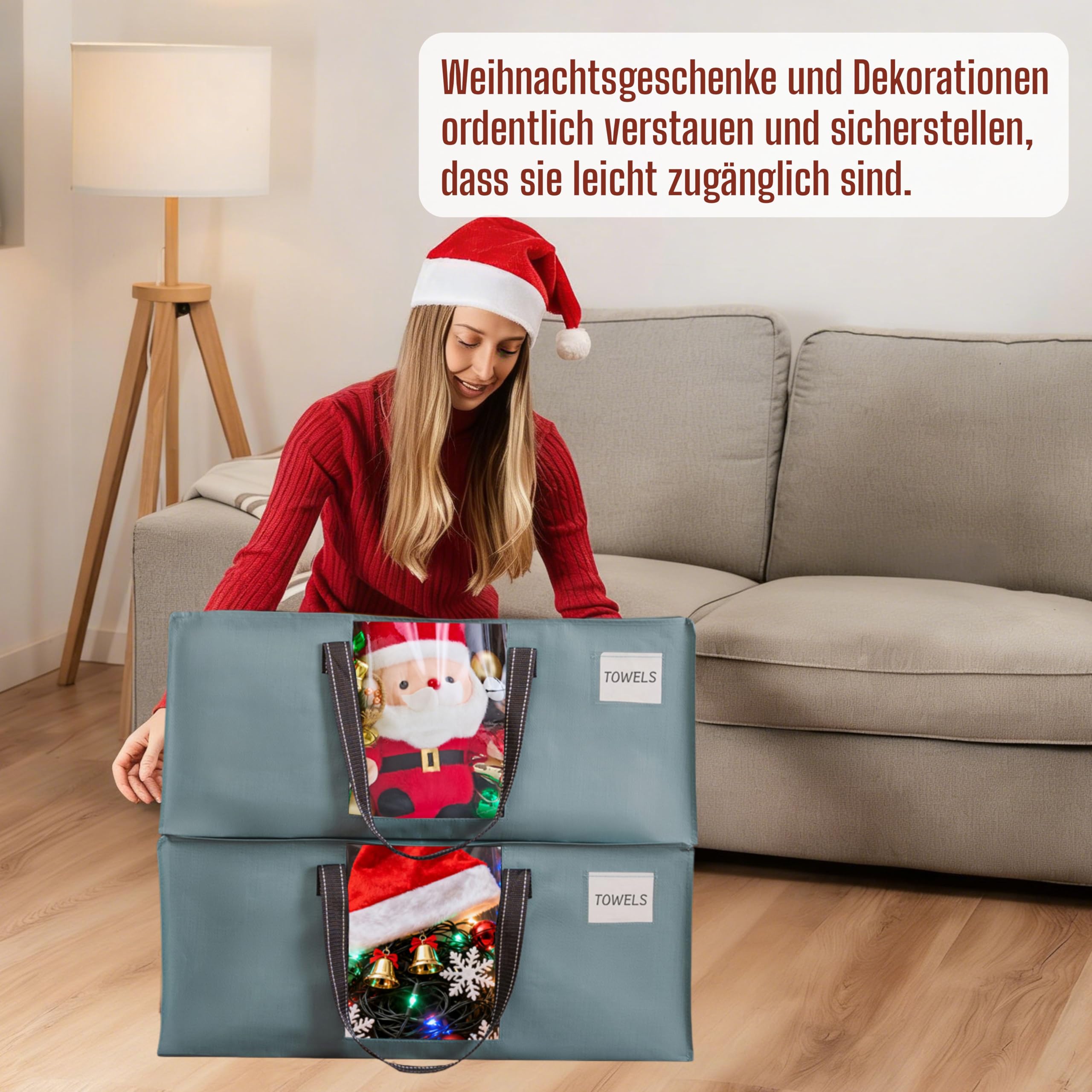 VENO 10er-Pack Umzugstaschen XXL (87 Liter) mit Sichtfenster,Aufbewahrungstasche mit Starken Griffen & Reißverschluss, Faltbare Alternative zu Umzugskartons für Kleidung & Bettwäsche (Hellblau)