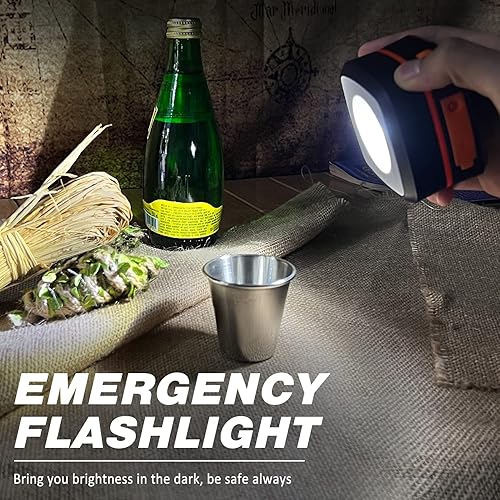 Miniatura 4 de DIBMS - Paquete de 2 linternas solares plegables para campamento, mini linterna plegable USB recargable impermeable, banco de energía para camping,