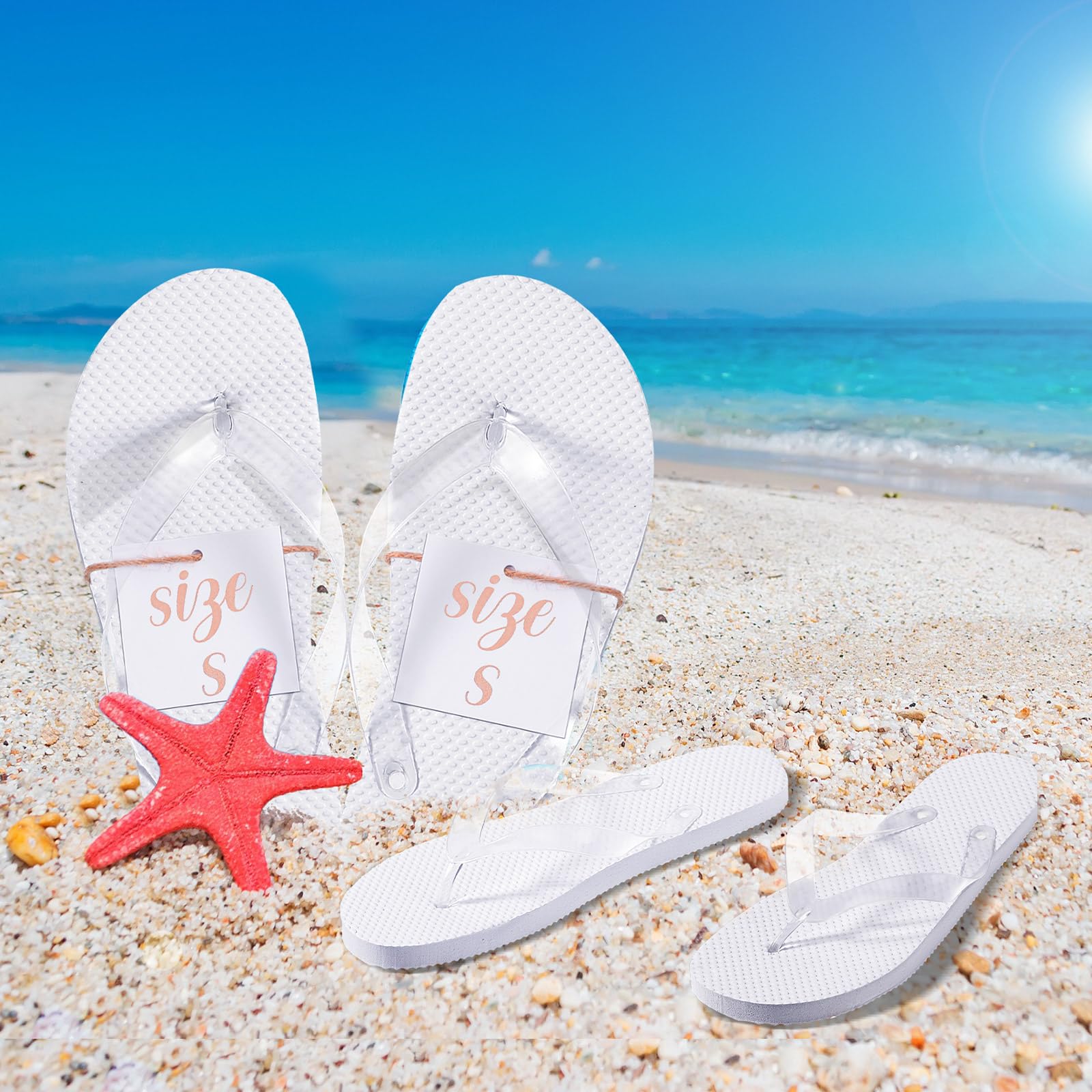 Hestya 24 Pares Chanclas para Invitados Sandalias de Boda Pantuflas Blancas para Recepción Playa Piscina Fiesta, 4 Tamaños