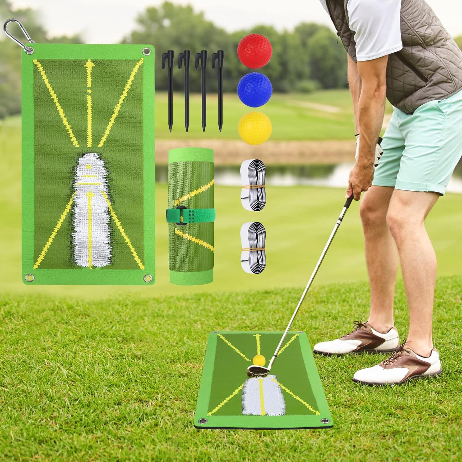 Golf Training Mat for Swing Detection Batting, Golf Swing
