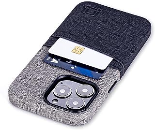 Dockem Wallet Case for iPhone 13 Pro with Built-in Metal Plate for Magnetic Mounting & 2 Credit Card Holder Pockets: Luxe M2, Canvas Style Synthetic Leather (6.1