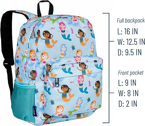 Miniatura 8 de Wildkin Paquete de mochila de 16 pulgadas con botella de agua reutilizable de acero de 14 onzas (sirenas)