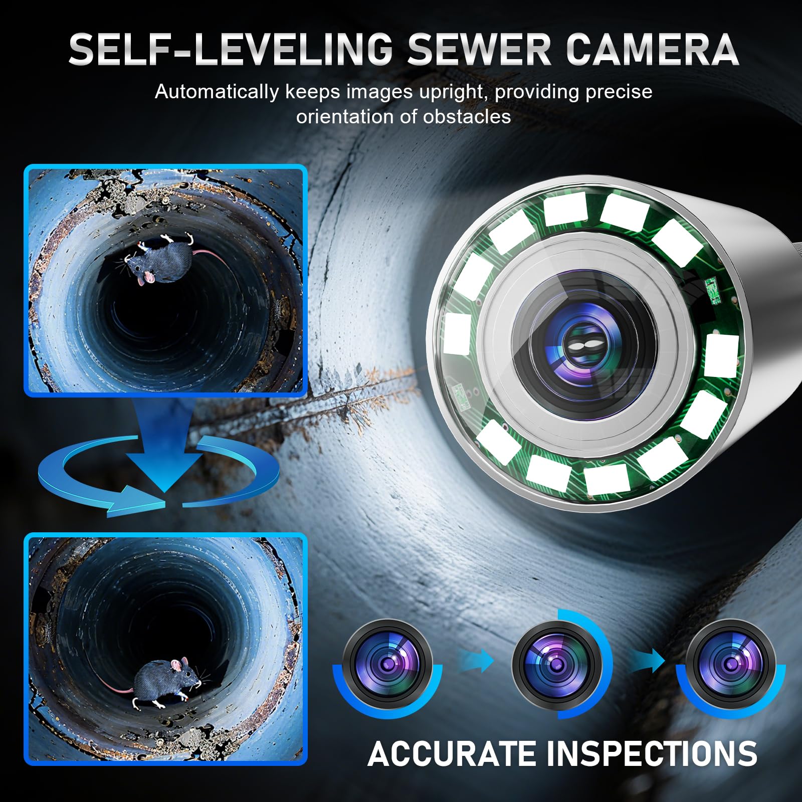 Sewer Camera, 100FT Self-Leveling Drain Camera with 512Hz Transmitter — Amazon image 4