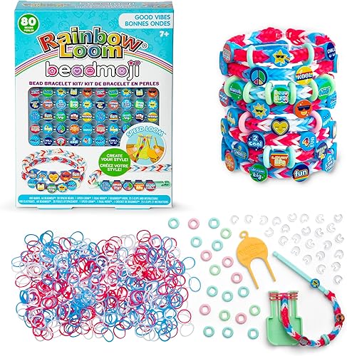 Miniatura 5 de Rainbow Loom Beadmoji Paquete de 4 unidades Besties, Good Vibes, Sweets, Trendy  4 bandas de goma para bricolaje, telar rápido, diseño y creación, a