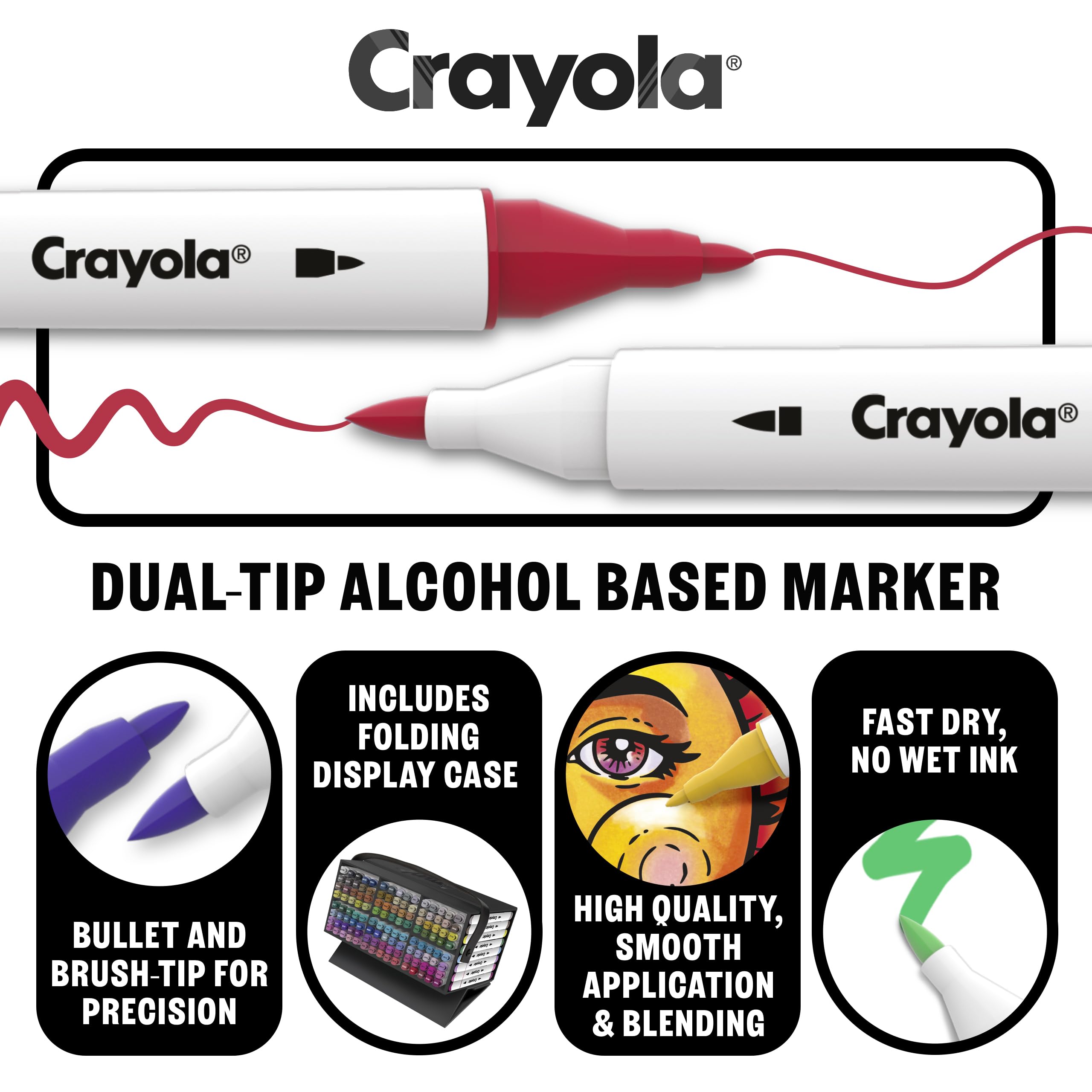 Crayola Zestaw 60 Markerow Alkoholowych, Cienka i Brush, 14+