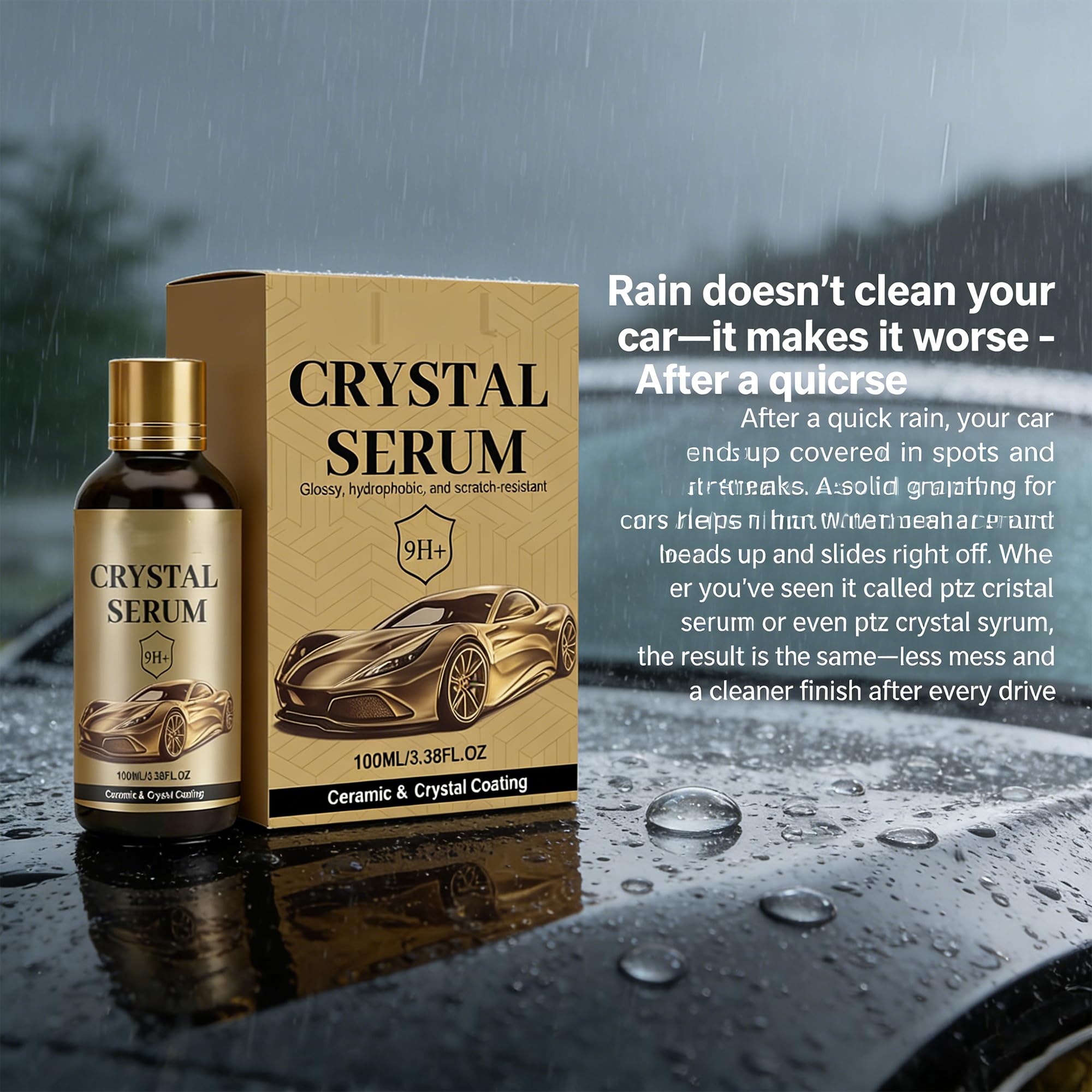 PTZ Crystal Serum for Cars – 9H Graphene Ceramic Coating for Car Paint Protection, High Gloss Hydrophobic DIY Coating (3PC)