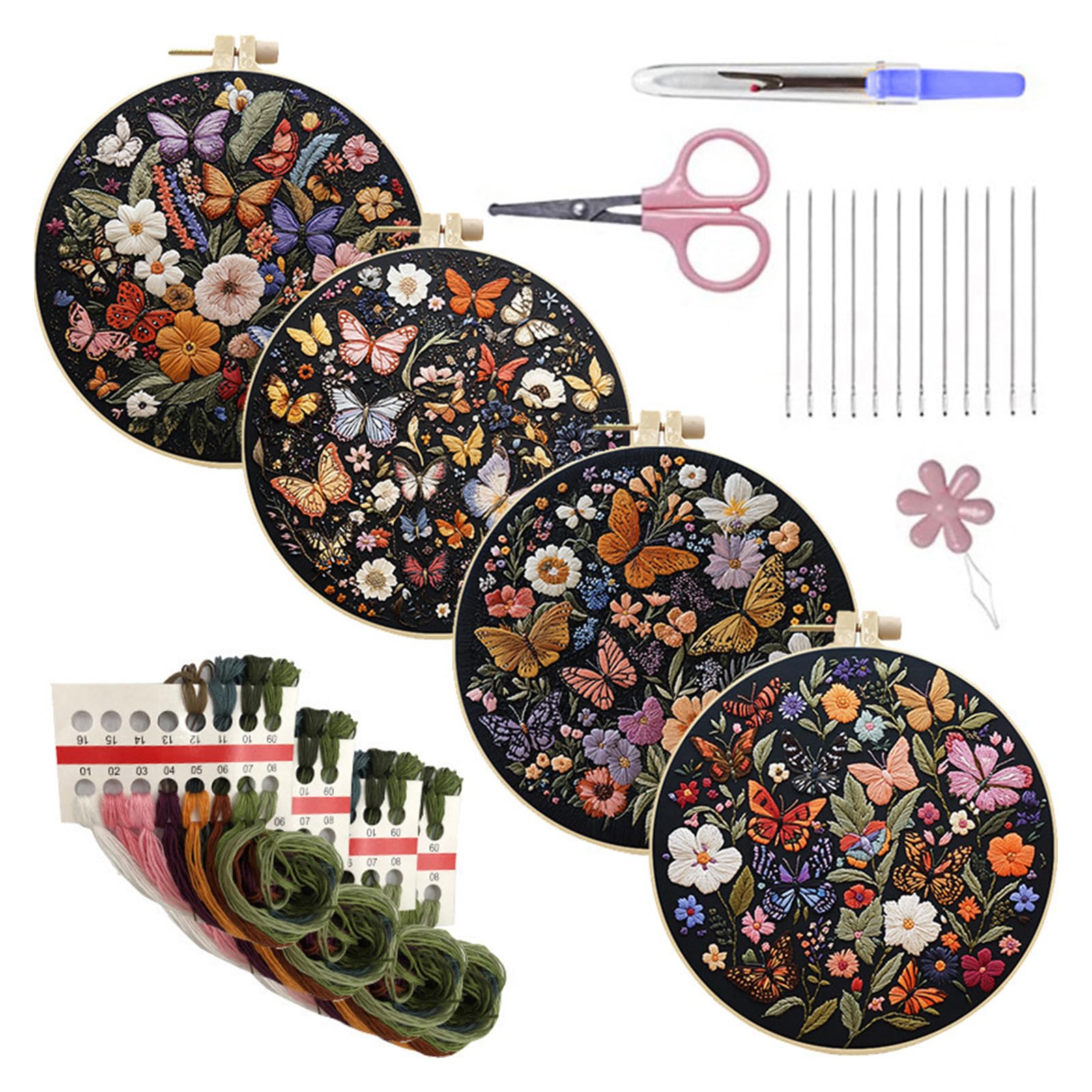 Kalttoy Easy Embroidery Set Butterfly Craft All Materials Sturdy Cotton Fabric for Relaxing Activity Sewing Supplies