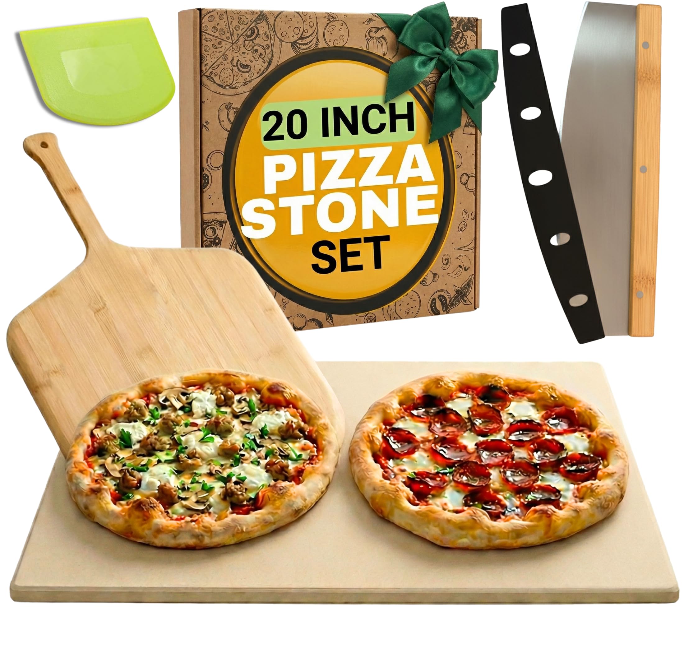 Ritual Life 20 inch pizza stone kit with peel and cutter