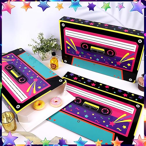 Miniatura 3 de 8 cajas de recuerdo de fiesta de los años 80 y 90 de 15.75 x 9.84 pulgadas, cajas de regalo de radio retro para reproductor de cassettes, cajas de