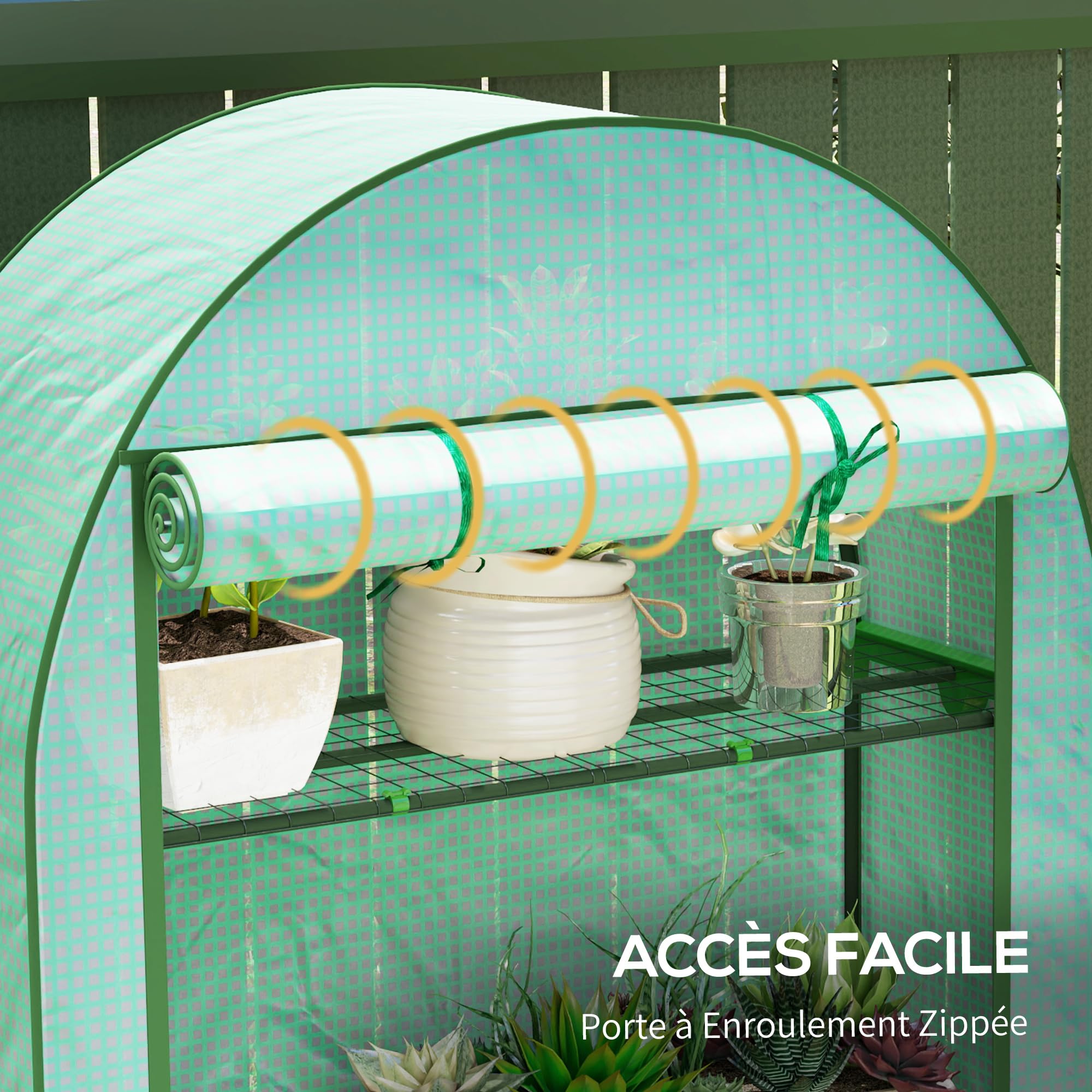 Outsunny Serre de Jardin Serre de Balcon avec étagères à 4 Niveaux, Cadre en Acier, bâche en PE pour légumes, Plantes, Fleurs, Toutes Saisons, 105 x 45 x 160 cm, Vert