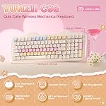 YUNZII C98 Clavier mécanique sans fil avec Pad numérique,98 Clé BT5.0/2.4G/USB-C Montage d'étanchéité à chaud avec PBT MOA Captures de clés, sur mesure RGB,Clavier de gâteau mignon pour Win/Mac (Beige, lait V2 Interrupteur linéaire)