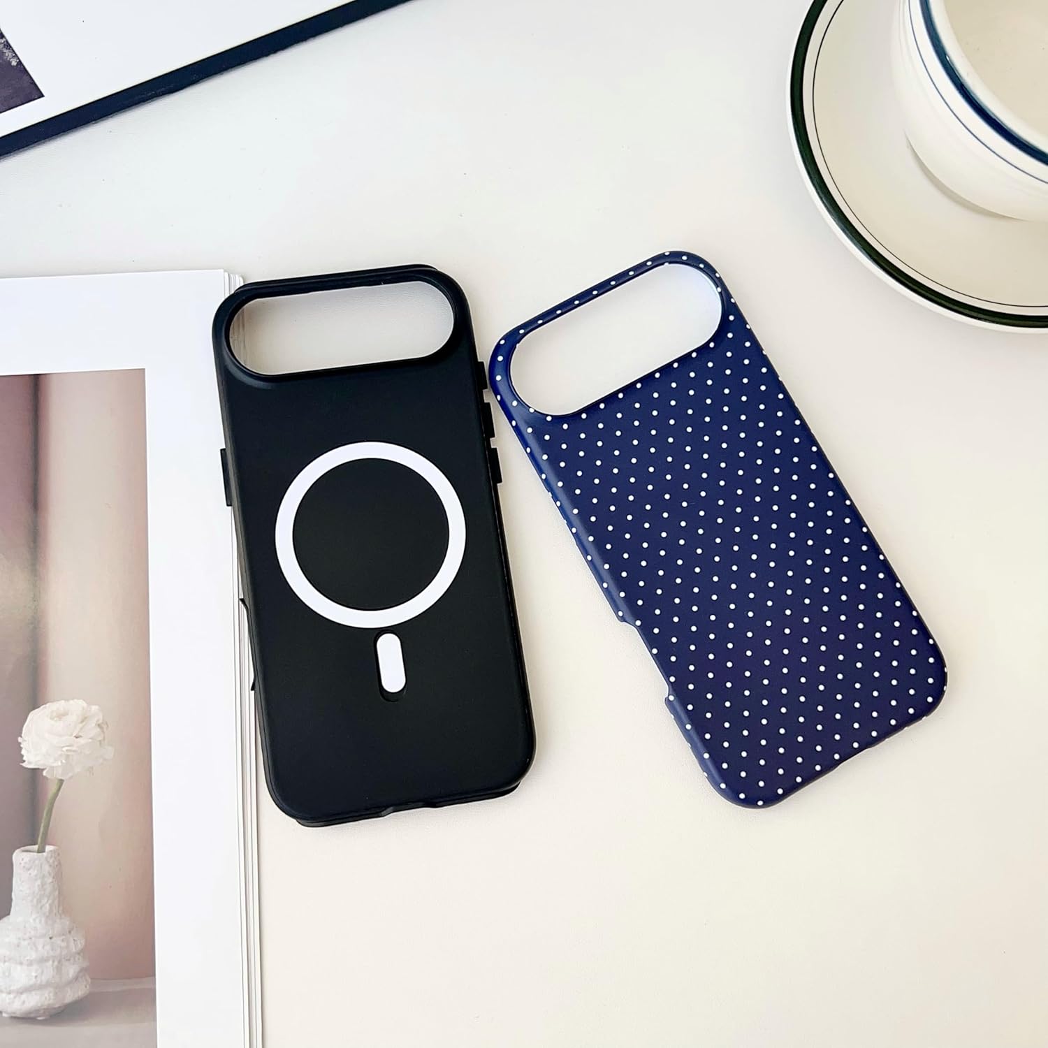 Magnetic Case for iPhone 15, Compatible with MagSafe, Aesthetic Polka Dot Cute Design for Women, Hybrid 2-Layer Hard Shell Phone Cover, Blue - Image 7