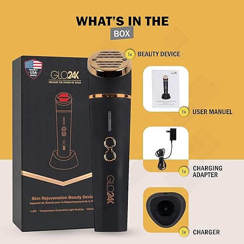 Miniatura 3 de GLO24K - Dispositivo de belleza de luz roja para cara y cuello, masajeador facial y cuello 3 en 1 con triple LED y tecnología de vibración avanzada