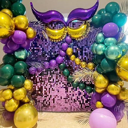 Miniatura 8 de Fondo de pared con brillo morado, 24 paneles cuadrados de lentejuelas brillantes, fondos de fotos para cumpleaños, aniversario, boda, graduación y