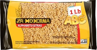 La Moderna Alphabet Letras Pasta, 16 oz, Pack of 20 | Letter-shaped pasta for fun learning in soups and family meals; semolina and durum flour; Non-GMO; kosher