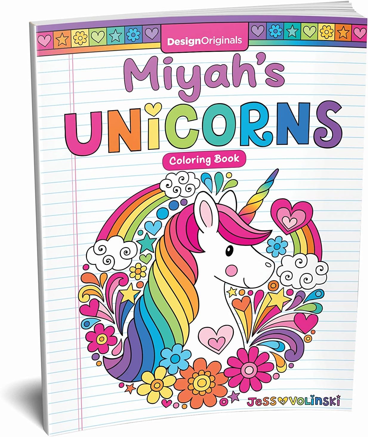 Notebook Doodles Unicorns - Customized Coloring Book (Design Originals) Personalized with Name and a Special Note from You, Makes a Thoughtful Holiday Gift for Kids and Tweens to Boost Self-Esteem