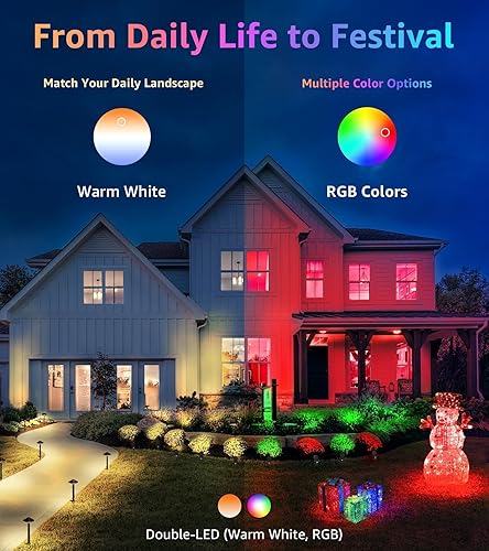 Miniatura 6 de SUNVIE Paquete de 2 focos RGBW para exteriores de 12 W LED que cambian de color con control remoto 120 V RGB iluminación de paisaje luces