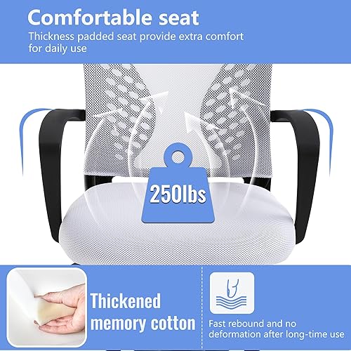 Miniatura 7 de PayLessHere Silla de oficina, silla de escritorio, silla de computadora, silla ergonómica ajustable de malla ejecutiva con respaldo medio con ruedas