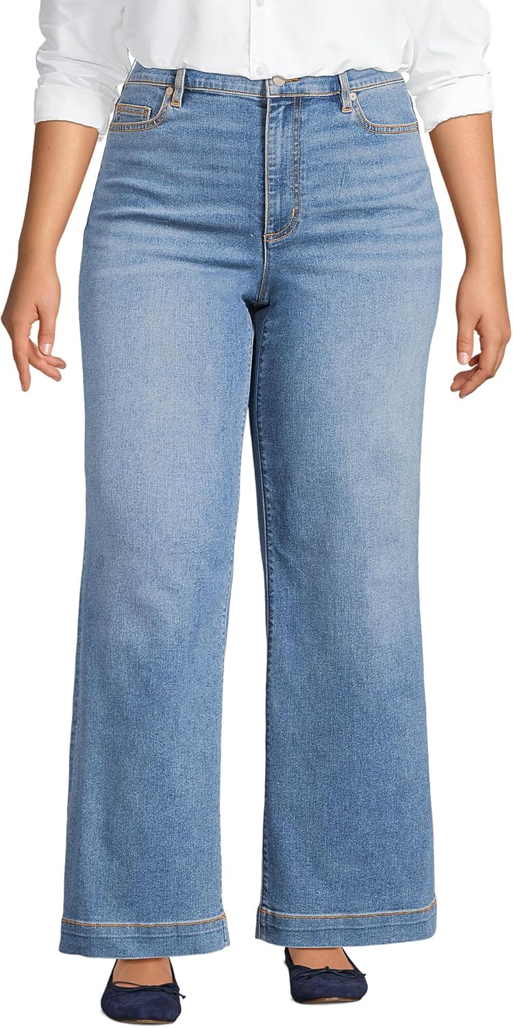 Lands’ End Women’s Recover High Rise Wide Leg Jeans