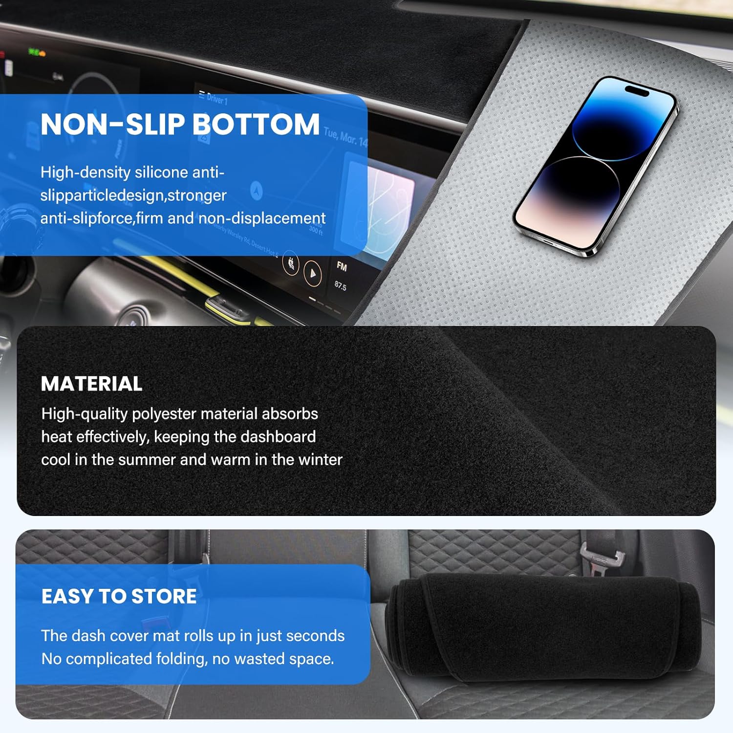 Dash Cover Compatible with RX330 2004-2006,RX350 2007-2009,RX400h 2006-2008 Full Set, Dashboard Cover Mat and Center Console Cover Pad, Custom Fit Sunshield Protect