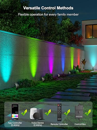 Miniatura 4 de ANGELHALO Focos de paisaje inteligentes, focos impermeables al aire libre de bajo voltaje IP65 compatibles con control de APPVozAlexa, luces que