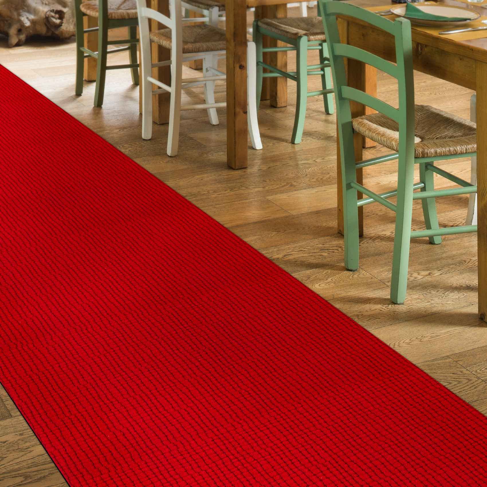 Tapis de couloir, de cuisine, antidérapant, en velours, rouge, 65 x 240 cm, moderne