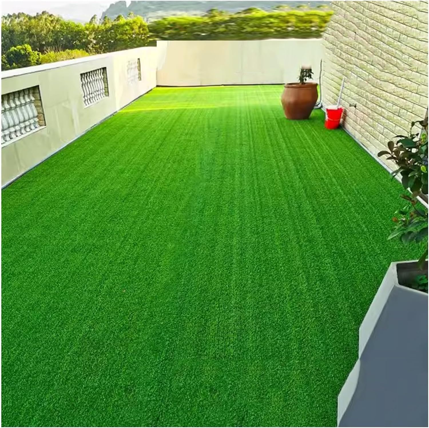Erba Sintetica ad Alta densità per Esterni, Tappeto erboso Artificiale Realistico, Spessore 2 cm, Ideale per Giardini, Prati e patii, 120x500 cm.