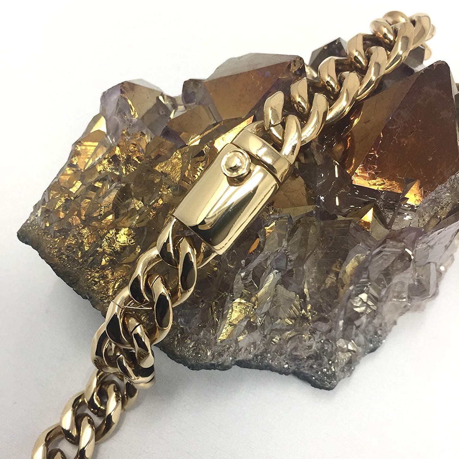 Collar de cadena cubana de oro para hombres y mujeres, grueso Miami Real 11mm 14k corte diamante pesado con cierre grueso sólido hip hop duradero urbano streetwear no si