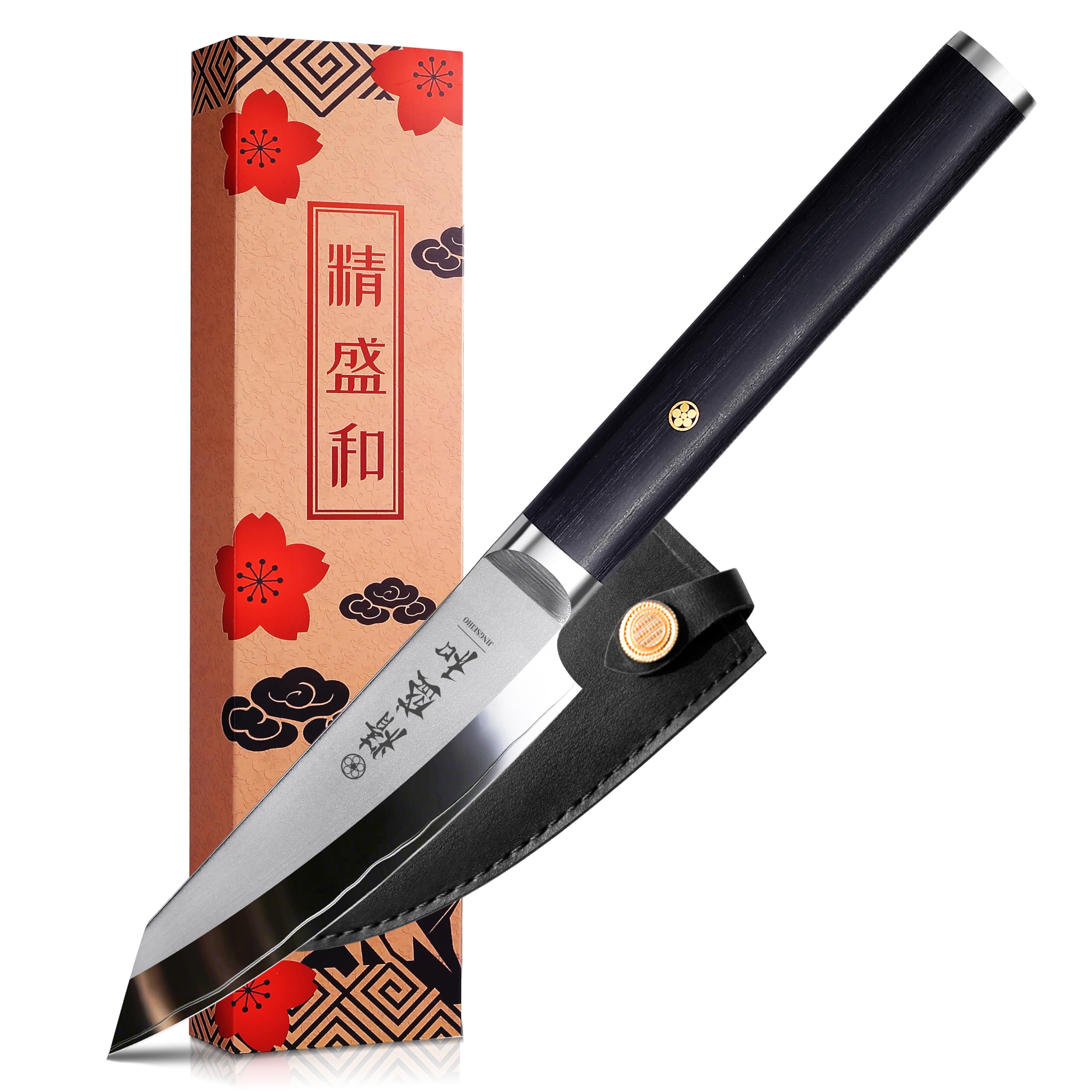 Japanese Chef Knife 7in,High Carbon Steel VG-10,Leather Sheath — Amazon image 11
