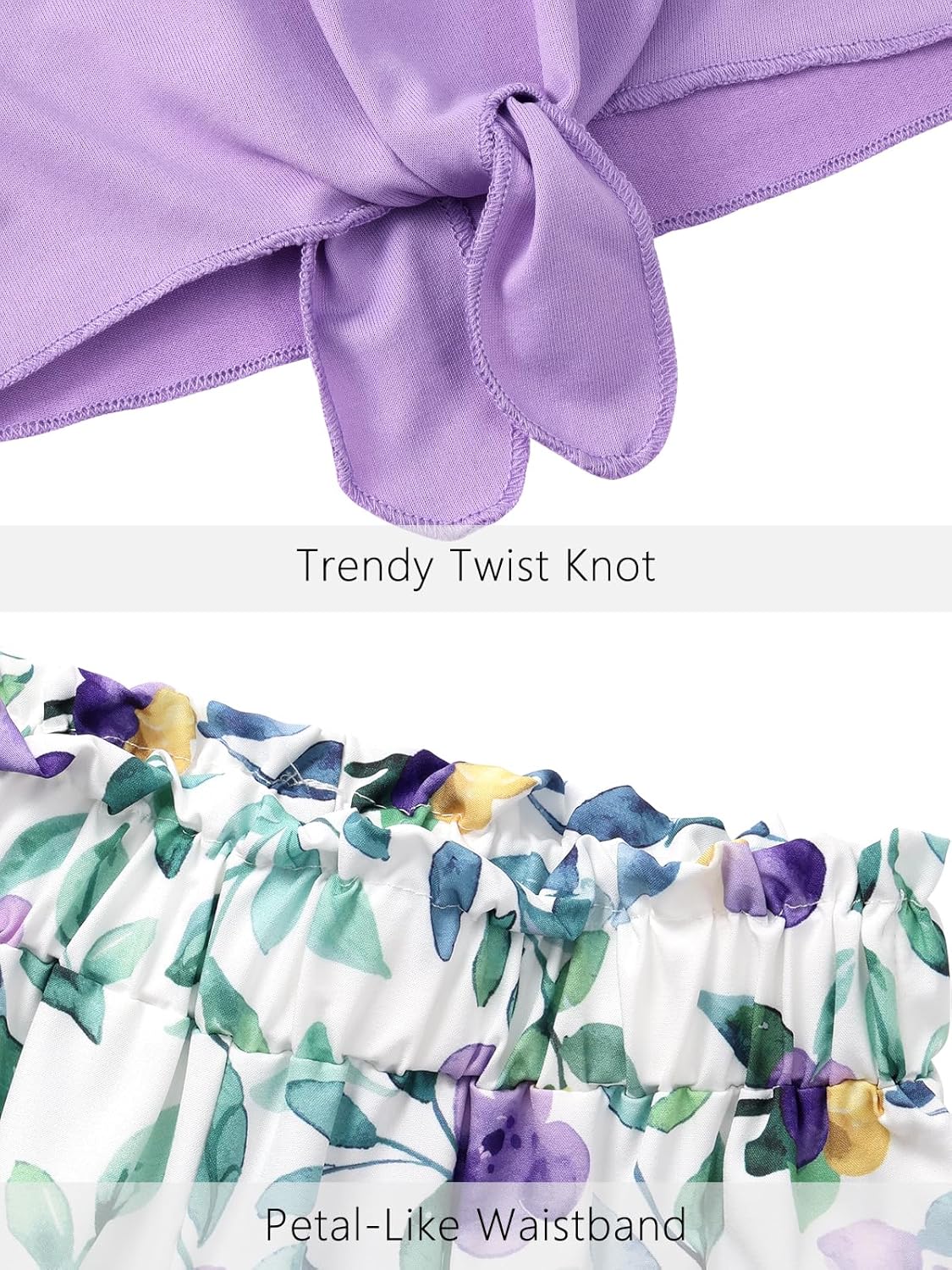 Ochine Girl's 2 Piece Outfits Summer Sleeveless Tie Knot Tank Top and Paperbag Waist Girls Shorts Set Clothes Sets 4-12 Years - Image 6