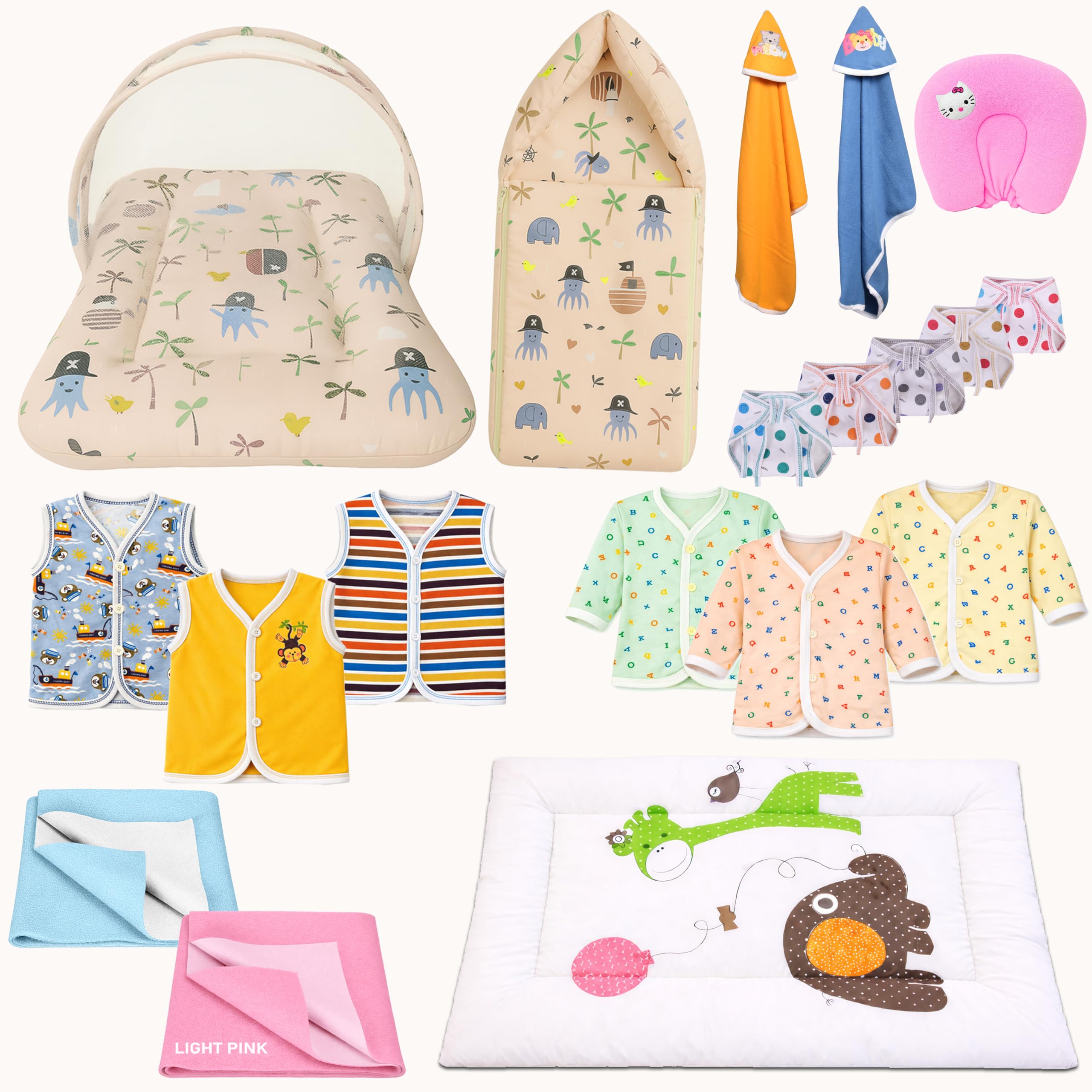 Kwitchy Newborn Baby Essentials Kit 19 Items Combo | New Born Baby Products All Set 0–6 Months | Cotton Newborn Clothes, Bedding & Baby Bed Combo (Yellow)-image-6