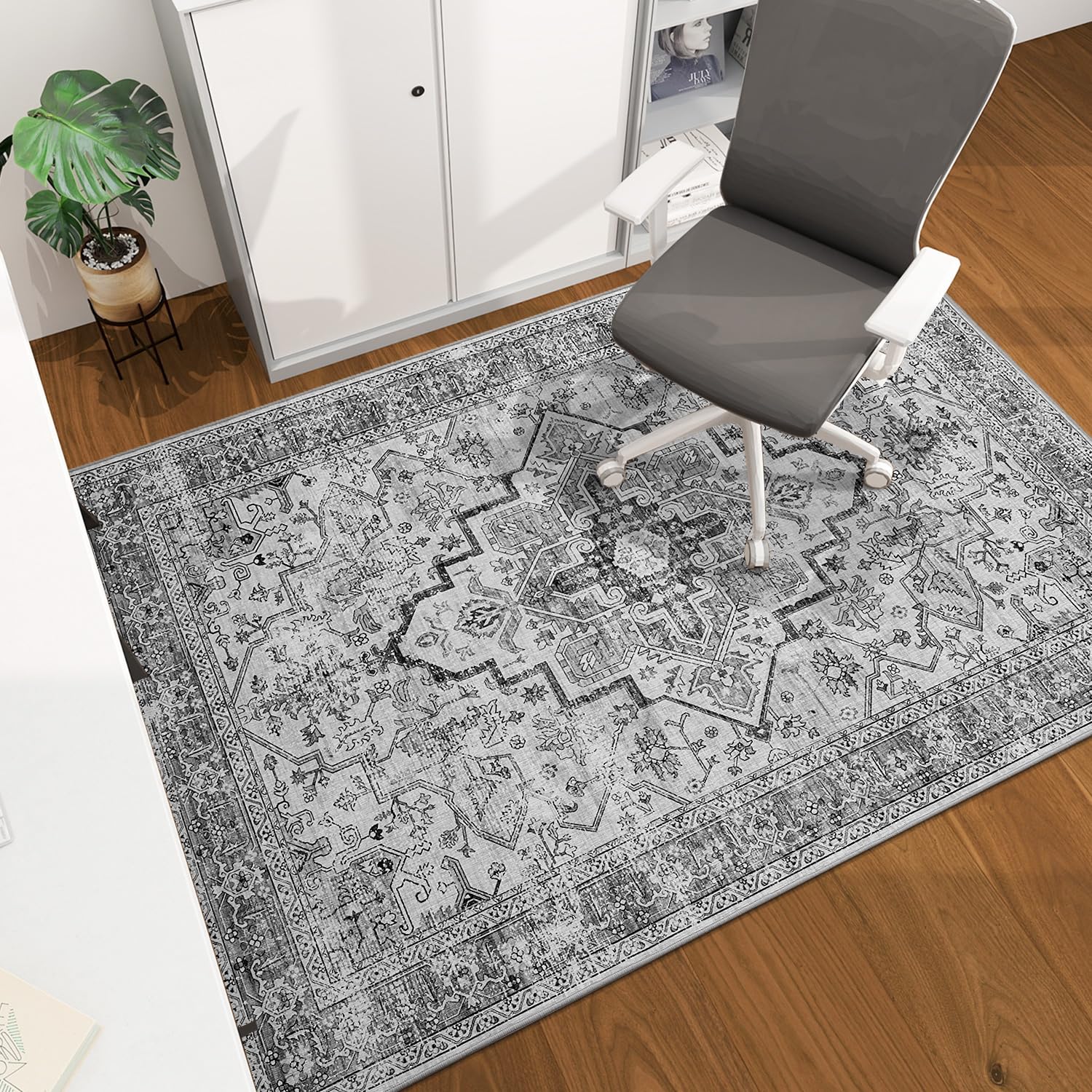 chakme Office Chair Mat for Hardwood Floor, 60"x45" Easy Glide Computer Desk Mat Protector for Rolling Chair Under Desk Rug Nonslip Backing, Machine Wash, (Boho)