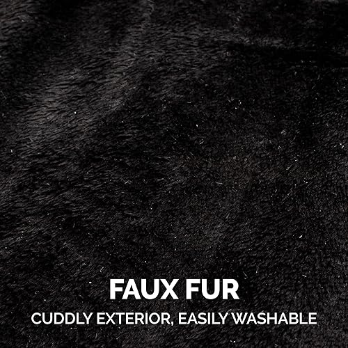 Miniatura 6 de Furhaven Sombrero para perro mediano, lavable y acogedor - Disfraz de sombrero de murciélago negro de felpa de piel sintética de ajuste flexible -