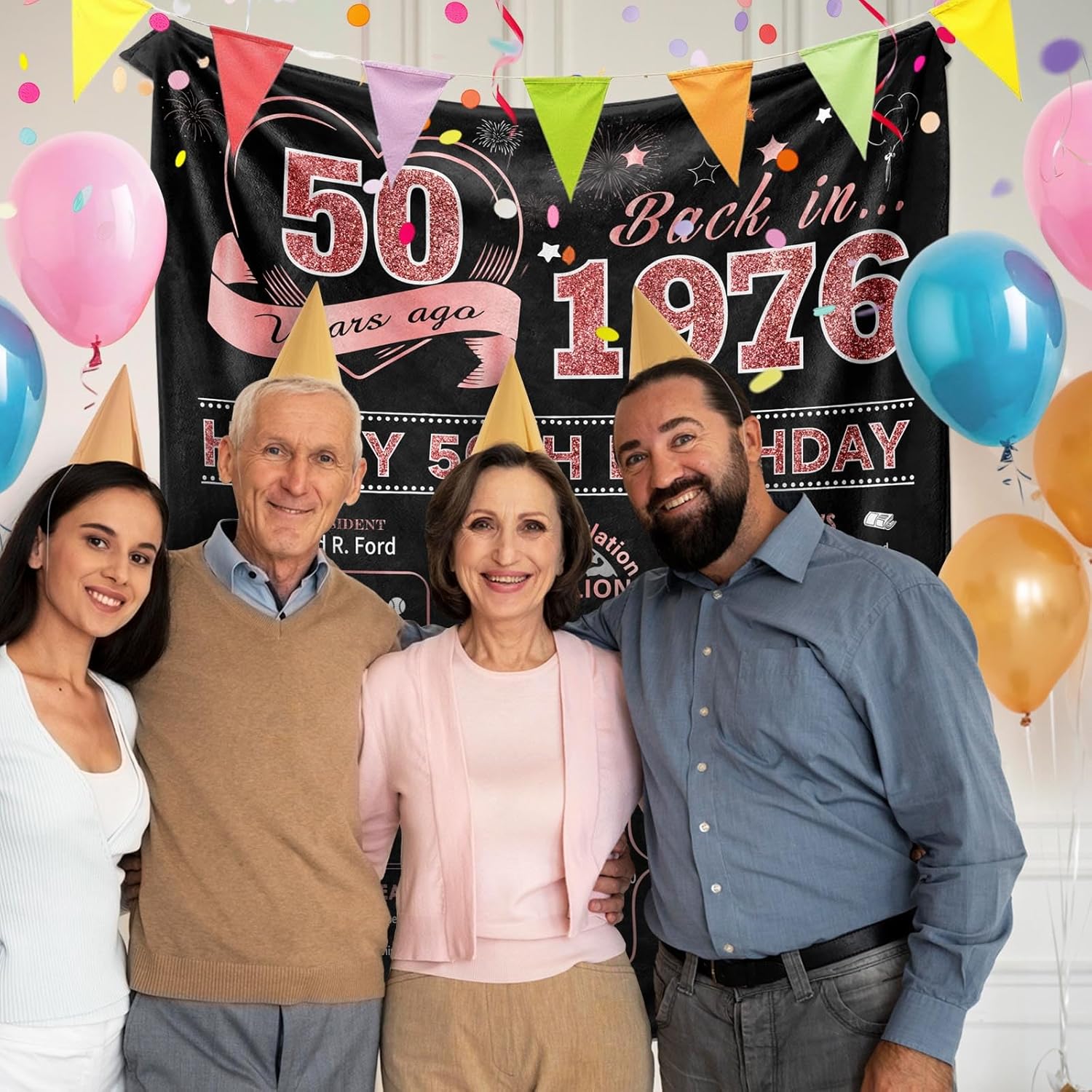 50th Birthday Gifts for Her Women Blanket 50"X60", 50 Year Old Gifts for Women, 1976 Birthday Gift for Woman, Fifty Bday Gift for Woman, 50 Yr Old Bday Present - Image 2